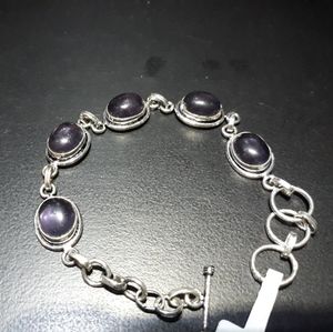 Natural Amethyst Cabochon Bracelet iv21